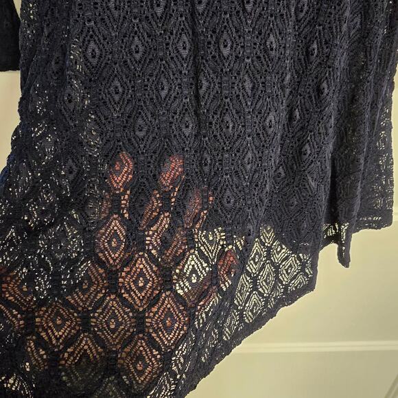 Women's Forever 21 Navy Blue Crochet Lace Overlay Long Sleeve Dress - Size Small - Picture 5 of 9
